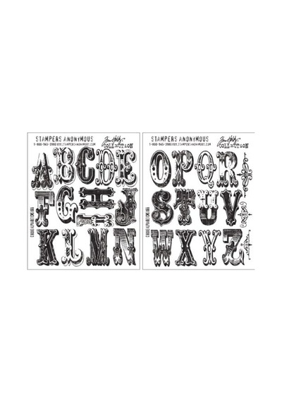 Stampers Anonymous Tim Holtz Kauçuk Yapışma Damgası, 17,8 X 21,6 Cm, Motif: Cirque Alfabe