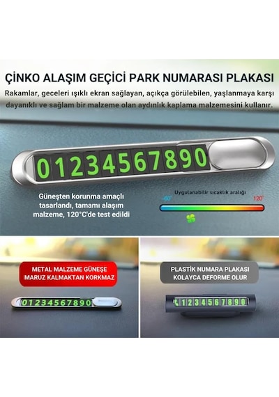 Coofbe Hc Seri Gizlenebilir Çift Numaralı Araç Park Telefon Numaratörü Araç Numara Kiti Geçici Park Telefon Numar