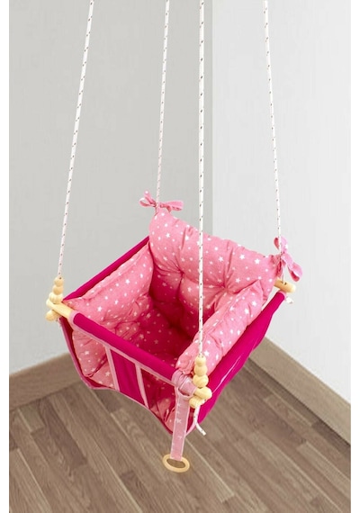 Bundera Wag Swing Pembe Çocuk Ahşap Salıncak Bebek Hamak
