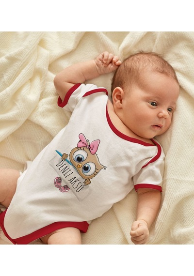 Bk Gift Bk Kids Kişiye Özel İsimli Kırmızı Bebek Body Zıbın-46 3-6 Ay