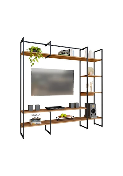 Metal Tv Ünitesi, Tv Sehpası, Duvar Ünitesi Atlantik Çam Metal Ayaklı Siyah 200x34x185 Siyah Metal Tv Ünitesi, Tv Sehpası, Duvar Ünitesi Atlantik Çam Metal Ayaklı Siyah 200x34x185 Siyah