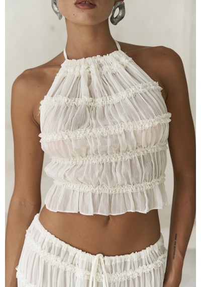 Mai Collection Mai Studios Co. Sofi Transparan Ekru Crop Etek Takım Ekru