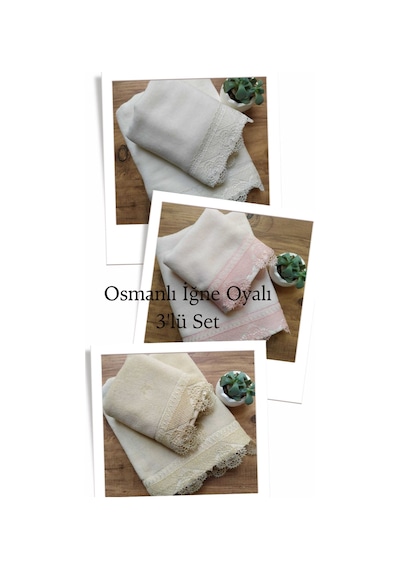 Osmanlı İğne Oyalı 6 lı Set El ve Yüz Havlusu 50/90 30/50cm Çok Renkli