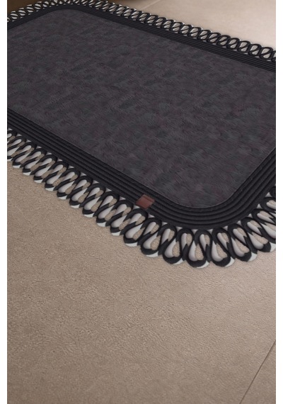 Banyo Paspası Takımı 70x110+50x70 Cm Dış Trikot Antrasit Gri & Siyah