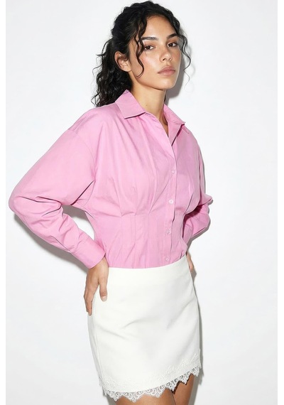 Shade Kadın Pileli Belden Oturtmalı Poplin Gömlek 343 60286048 - Pembe