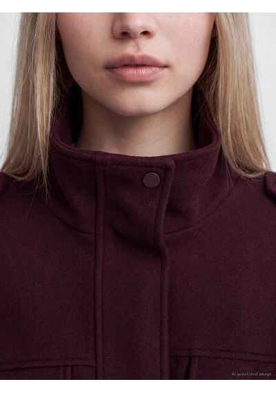 Lcw Vision Bordo Dik Yaka Oversize Kadın Kaşe Ceket Diğer