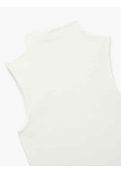 Koton Pamuklu Slim Fit Kolsuz Dik Yaka Body Ekru 6wak10180ek Ekru