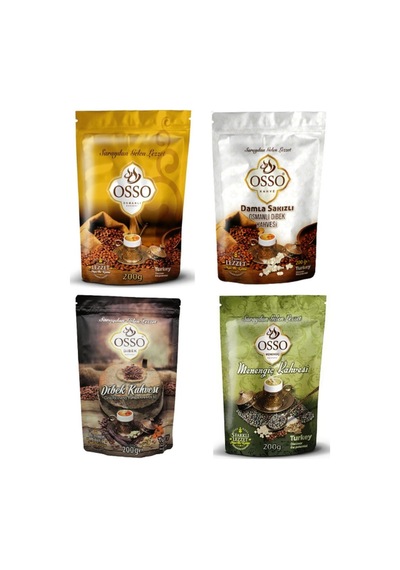 Osso Set Dibek Kahvesi+  Menengiç Kahvesi + Osmanlı Kahvesi  + Damla Sakızlı Kahvesi