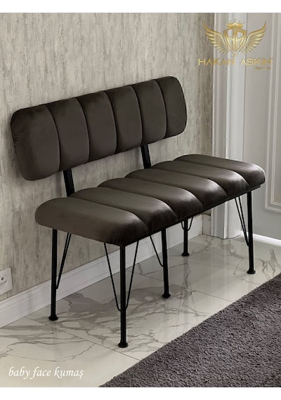 By Hakan Aşkın Siyah Metal Ayaklı Metal Alt Kasalı Line Style New 2024 Sırtlı Bench & Bank Koyu Füme Füme Bbf