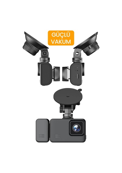 3 Kameralı Wifi Ekran Araç Kamerası Fullhd Geniş Ön + Arka + Araç İçi Kamera Hareket Sensörü Ef1313