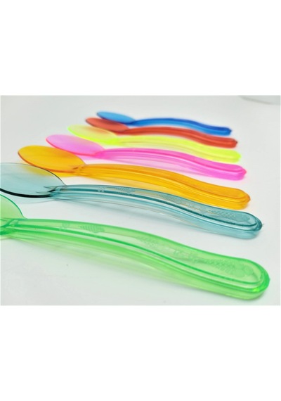 Plastik Şeffaf Mor Sup Kaşık - Tatlı Dondurma Kaşığı - 12.5 Cm. - 50 Adetlik Paket Mor