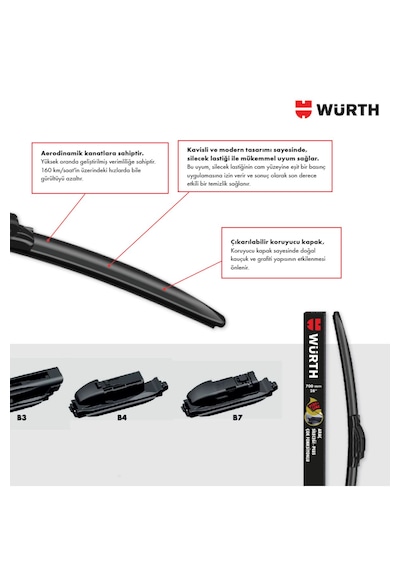Würth 4 Mevsim Muz Tipi Araç Sileceği 22 İnç 550mm