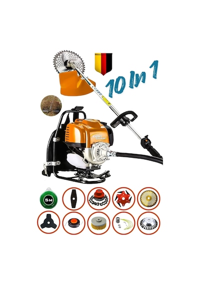 Lieber German Bc-520 2.4 Hp 10 Parça Benzinli Sırt Tipi Tırpan Çim Biçme Tırpan Makinesi