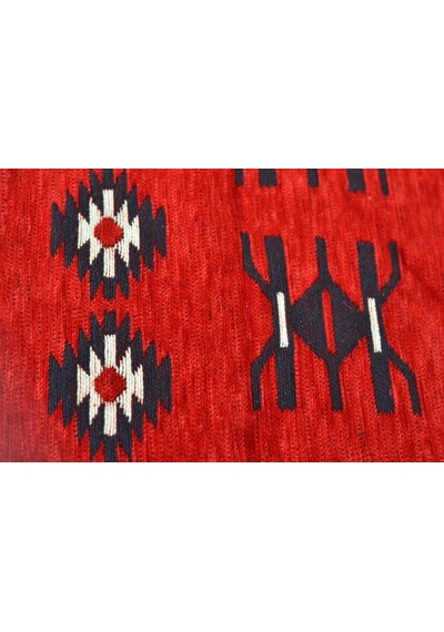 Etnik Motifli Otantik Dekoratif Kilim Desenli Halı 80cmx125cm M1 Kırmızı - Siyah