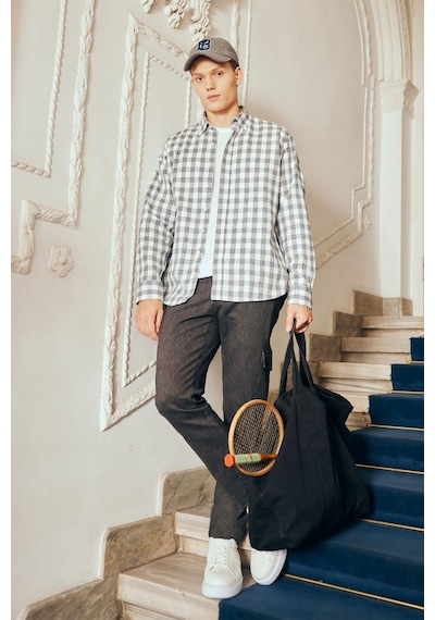 AC&Co / Altınyıldız Classics Erkek Ekru Hakı Comfort Fit Rahat Kesim Düğmeli Yaka Flanel Oduncu Gömlek Ekru - Haki AC&Co / Altınyıldız Classics Erkek Ekru Hakı Comfort Fit Rahat Kesim Düğmeli Yaka Flanel Oduncu Gömlek Ekru - Haki