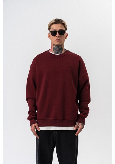 Erkek Respire Yazı Detaylı Basic Oversize Sweatshirt Bordo