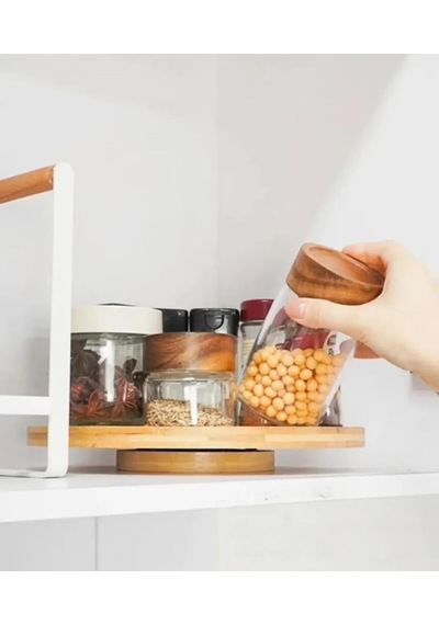 Tr Bambu 360 Derece Dönen Lüx Servis Sunum Tabağı, 30 Cm, Pizza Ve Peynir Sunum Tahtası Diğer