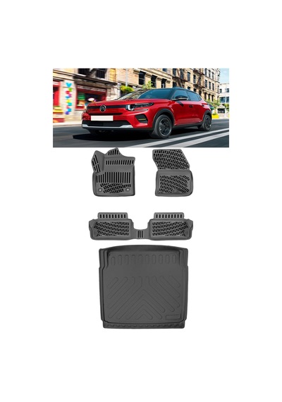 Rizline Citroen C3 Elektrikli 3d Havuzlu Paspas Ve Bagaj Havuzu Sabit Zemin Set Siyah