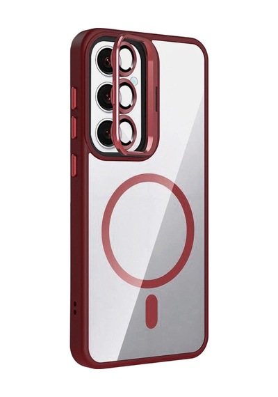 Joko Samsung Galaxy S24 Fe Remim Lensli Magsafe Standlı Kapak - Bordo