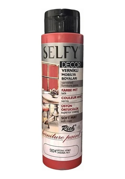 Rich Selfy Decor Vernikli Boya 500Cc 5824 Kardinal Kırmızı