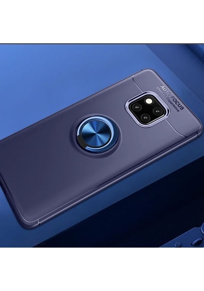 Huawei Mate 20 Pro Kılıf Yüzüklü Sağlam Esnek Ringo Silikon Kapak Mavi