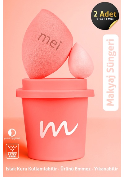 Makyaj Süngeri Fondöten Emmeyen Sponge Coffee Cup Hijyenik Flamingo Pink 1 Pro 1 Mini