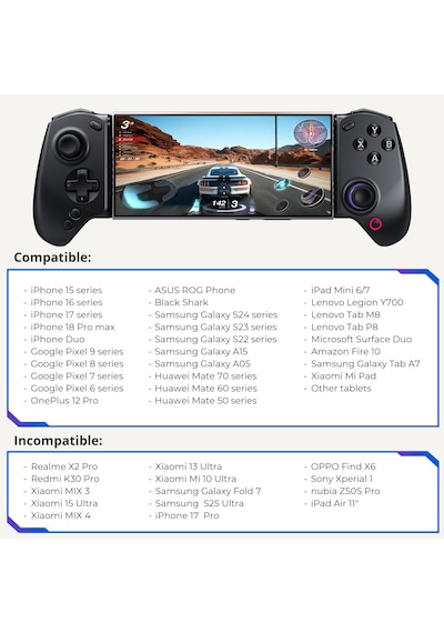 Abxylute S8 Bluetooth Mobil Oyun Kumandası Hall Effect, Switch 1/2, İphone, Android Ve Tablet Uyumlu