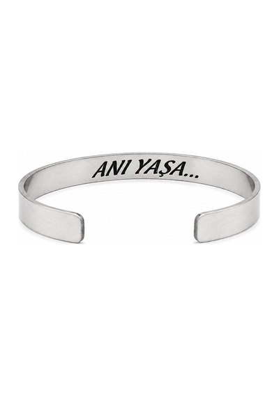 Çelik Bileklik Parlak Ve Paslanmaz Çelik Her Bileğe Uygun Ayarlanabilir Ölçülü Sözlü Bileklik Gümüş4