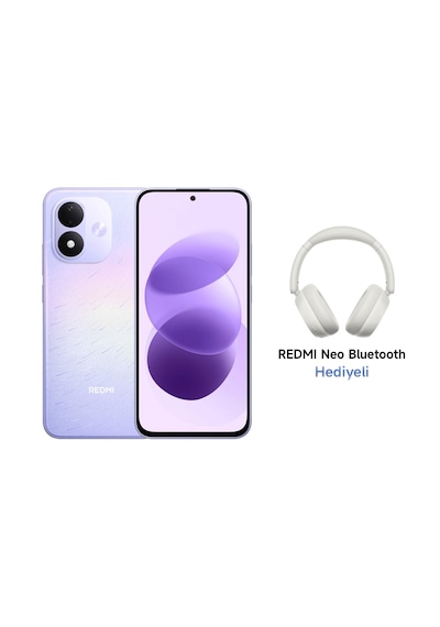 Xiaomi Redmi Note 17 4G 6 GB 256 GB (Xiaomi Türkiye Garantili) Mor+Xiaomi Redmi Neo Bluetooth 5.4 Kulaküstü Beyaz Kulaklık