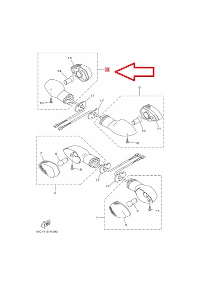 Yamaha Ybr125 2007 Ve Sonrası Sağ Arka Sinyal 3d9-h3340-10