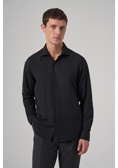 Morven Erkek Siyah Trend Dynamic Fit Sert Yaka Gömlek 26mc004020001 Siyah