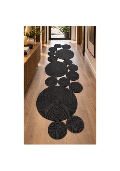 Bohem Asimetrik Jüt El Yapımı Yuvarlak Detaylı Jüt Hasır Görünümlü Dekoratif Kilim, Organik Form Modern Banyo Mutfak Koridor Halı Kilim Paspas Doğal Tasarım Siyah Siyah Bohem Asimetrik Jüt El Yapımı Yuvarlak Detaylı Jüt Hasır Görünümlü Dekoratif Kilim, Organik Form Modern Banyo Mutfak Koridor Halı Kilim Paspas Doğal Tasarım Siyah Siyah