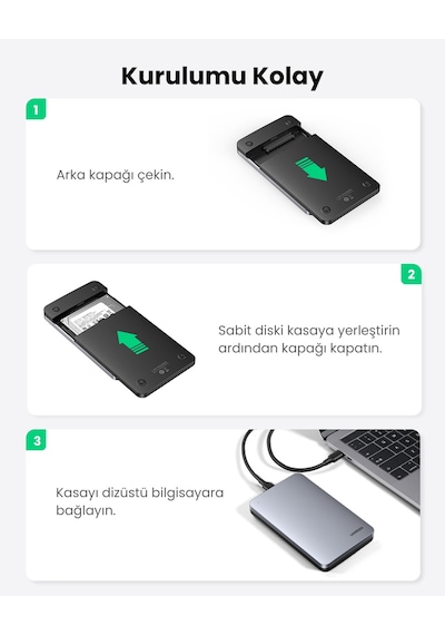 Ugreen Usb To Usb C Gen2 2,5'' Hard Disk Kutusu, 70498