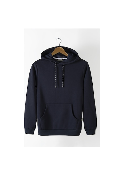 Terapi Men Erkek Lacivert Kapüşonlu Kanguru Cepli Basic Sweatshirt Lacivert