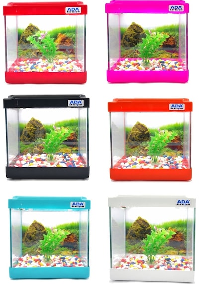 Ada Akvaryum Mini Akvaryum Seti Siyah 20 x 20 x 15 CM