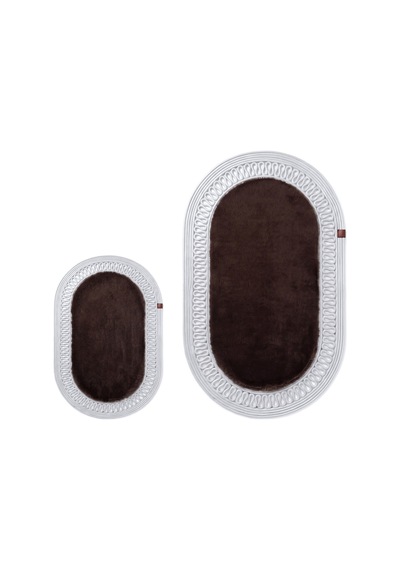 Banyo Paspası Takımı 60x100+40x60 Cm İç Trikot Acı Kahve & Gümüş