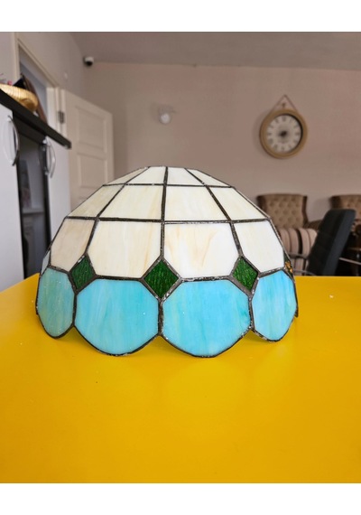 Yüceeller Vitray Ayarlanabilir Sarkıt Avize Yeşil 25cm 10" Su Yeşili
