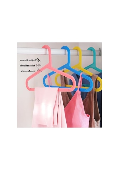 Renkli Plastik Çocuk Askısı, Slim Tasarım, 24 Adet 50cm
