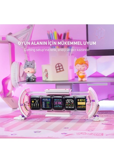 Divoom Times Gate Pixel Art Bilgilendirici Ekran, Wıfı 5 Adet 128 128 Ips Ekran, Led Dijital Saat Işıkları Oyun Oda Diğer