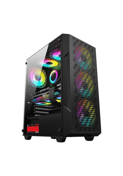 Powerboost Pb-p801ab 650w 80+ Bronze Tempered Glass Usb 3.0 Mesh Rgb Atx Siyah Kasa