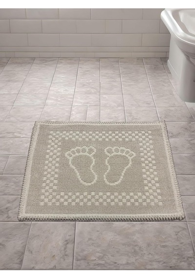 Pamuk Kilim Dokuma Süper Emici Banyo Ayak Paspası &amp Havlusu 40x60 Cm, Bej Diğer