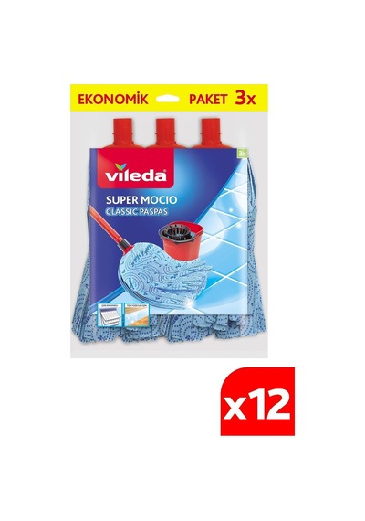 Vileda SuperMocio Klasik 3'lü Yedek Paspas 12'li Paket
