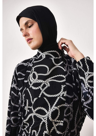 Defacto Regular Fıt Baskılı 3lü Burkini Mayo G8874ax26smbk27 Siyah-bk27