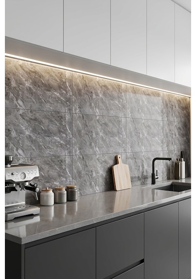 60x60 Cm Kendinden Yapışkanlı Duvar,banyo,tezgah Arası Antrasit Mermer-100 Adet 8807-60-100