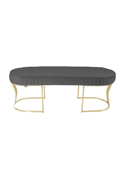 Viego Gold Striped- Gri Kapitoneli Chester Model Puf & Bench & Koltuk & Uzun Makyaj Puff & Yatak Ucu &önü