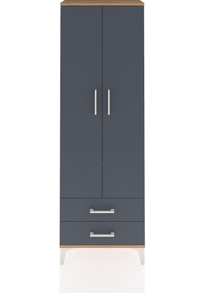 Arges Dolap 2 Raflı 2 Çekmeceli Tek Askılı 60x30x182 Çam-antr... Çam