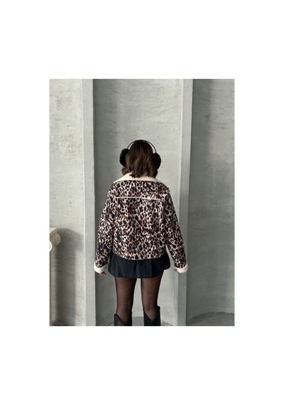 Verymoda Leopar Desenli Peluş Mont F1814 Leopar D2