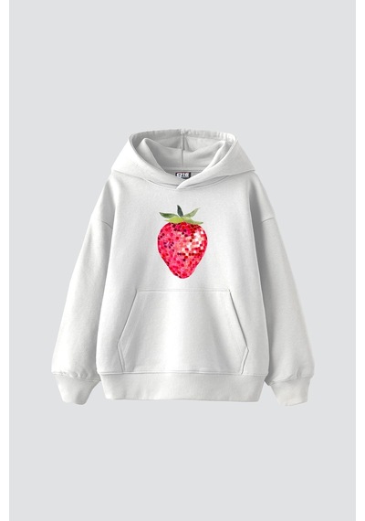 Tarzsokak Strawberry Disco Baskılı Oversize Unisex Beyaz