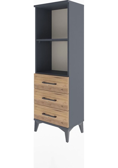 Arges Dolap 2 Raflı 3 Çekmeceli 44x30x134 Antrasit-çam Antrasit
