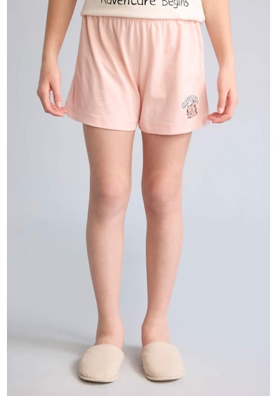 Defacto Kısa Kollu Tişört Üst Şort Alt 2li Pijama Takımı Kız Çocuk I1575a826smer2 Ekru-er2